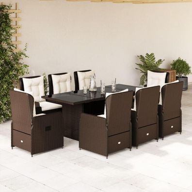 Polyrattan Gartenmöbel Set 6 Personen Tisch 6 Hochlehner Stühle Beige