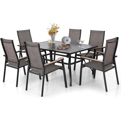Gartenmöbel Set Terrasse Gartentisch 6 Stühle Textilene Bistro 6er Set Outdoor