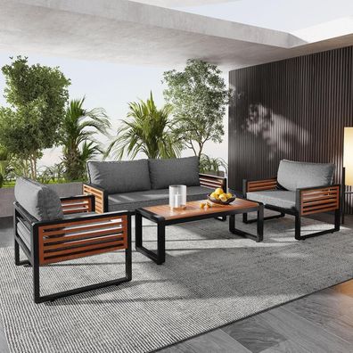 Gegtuon Gartenmöbel Sitzgruppe 4-teilig für 4 Personen Grau