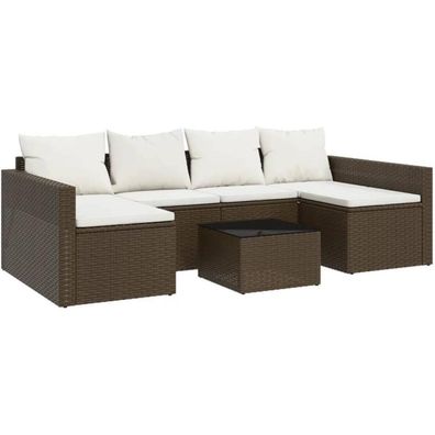 vidaXL Garten Lounge Set 2-TLG. Braun Poly Rattan mit Kissen & Tisch