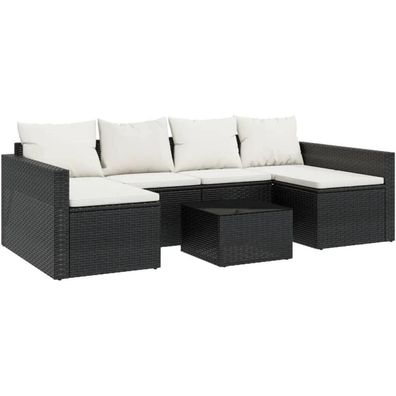 vidaXL Garten Lounge Set 2-TLG. Schwarz U-Form Poly Rattan