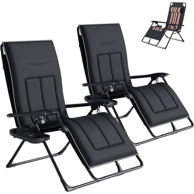 Cozykimo 2er-Set Klappbare Sonnenliege für Garten und Balkon, 160kg belastbar