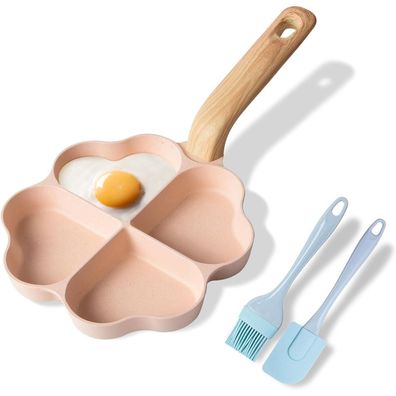 Herzform Eierpfanne 4-Loch Antihaft Granit Pfanne Induktion Omelett Bratpfanne