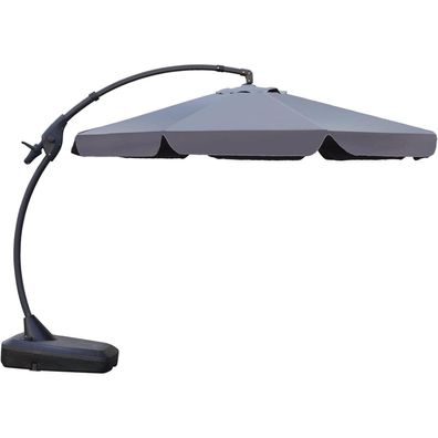 Grand Patio Sonnenschirm 300cm mit Schirmständer Volant Grau UPF 50+ Kurbel