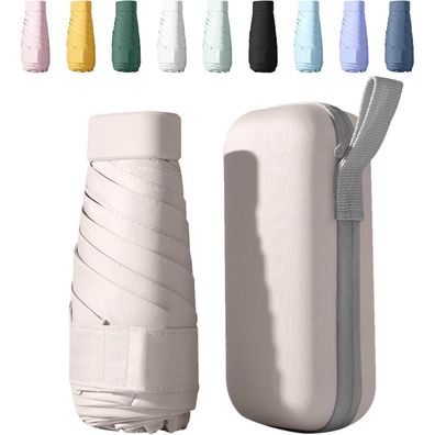 Sykerout Mini Regenschirm Taschenschirm kompakt faltbar mit Etui UV-Schutz