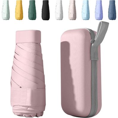Sykerout Mini Regenschirm Taschenschirm Kompakt Faltbar Mit Etui UV-Schutz