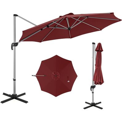 Ampelschirm RELAX4LIFE Ø325cm mit Kurbel & Kreuzfuß UV-Schutz