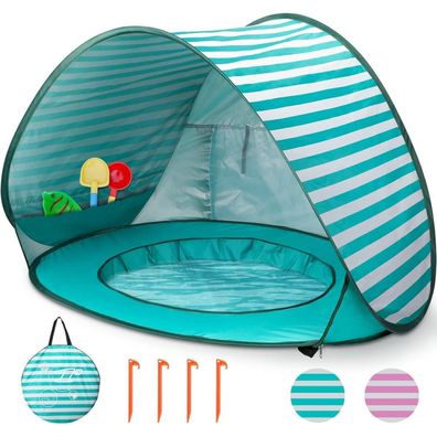 Strandmuschel Baby Pop Up Strandzelt Mini Pool UV-Schutz Grün