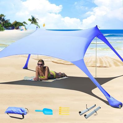 Strandzelt Pop-Up 2x2.1m LSF 50 Sonnenschutz Anti-Wind Stabilitätsstangen