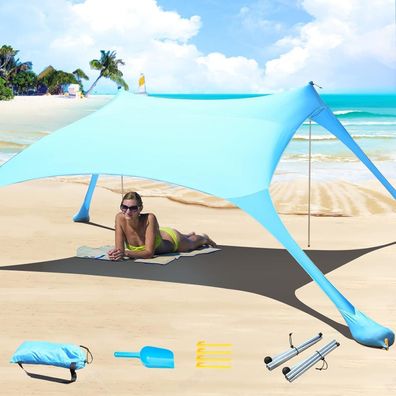 Strandzelt Cuupo Pop-Up Lycra 2x2.1 m Sonnenschutz UPF 50, Blau