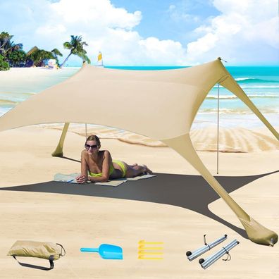 Strandzelt Pop-Up 2x2.1m LSF 50 Lycra Sonnenschutz Anti-Wind Stabilitätsstangen
