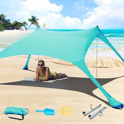 Strandzelt Pop-Up 2x2,1m LSF 50 Lycra Sonnenschutz Anti-Wind Stabilitätsstangen
