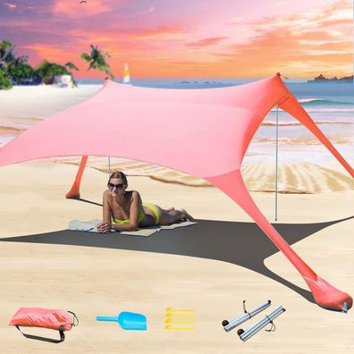 CUUPO Strandzelt Sonnenschutz UV-Schutz 2 Stangen Camping Angeln Picknick