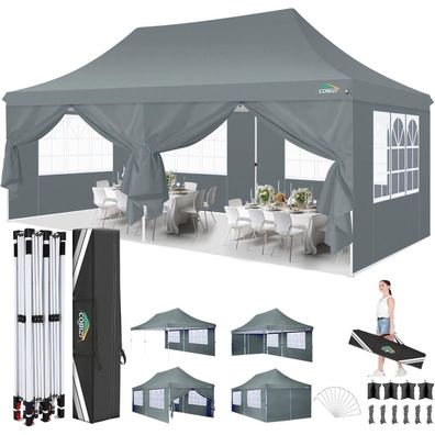 COBIZI Faltpavillon 3x6m Wasserdicht Stabil Partyzelt 6 Seitenwände