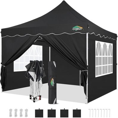 Faltpavillon 3x3 Wasserdicht Stabil mit Seitenwänden Gartenpavillon UV-Schutz