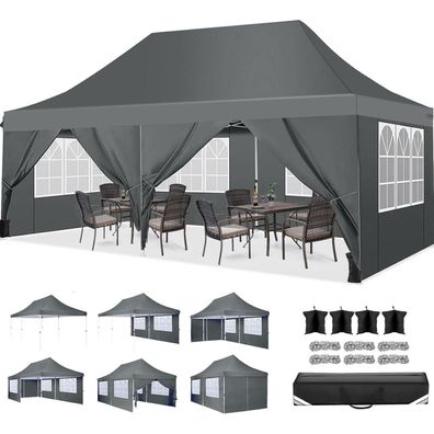 COBIZI Faltpavillon 3x6m Wasserdicht Stabil Winterfest mit Seitenwänden
