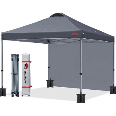 Pop up Pavillon Faltpavillon Festzelt 2,5x2,5m Dark Grey mit Seitenwand