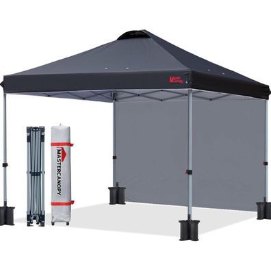 Pop-Up Pavillon 3x3m Festzelt mit Seitenwand Schwarz + Zubehör