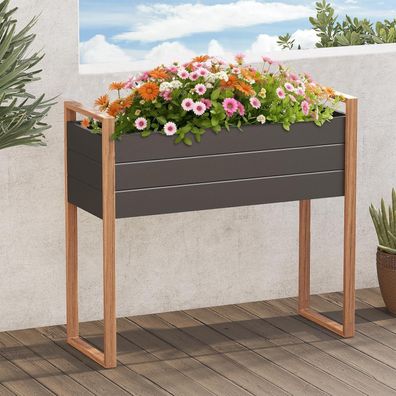 Metall Hochbeet Garten Pflanzkasten Entwässerung Outdoor Balkon 100x38x91cm