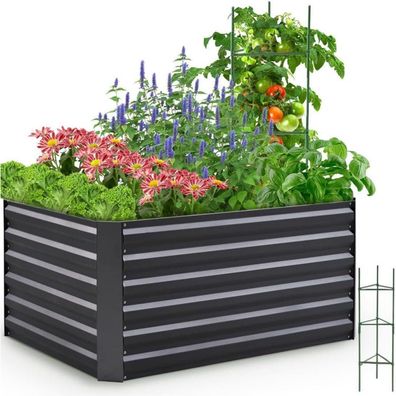Quictent Hochbeet Pflanzkasten Metall 180x90x56cm ohne Boden Grau