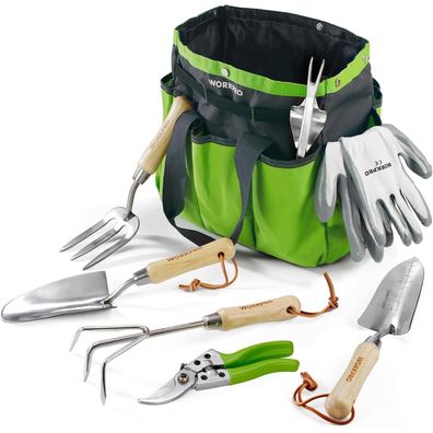 Workpro Gartenwerkzeug Set 8-in-1 Gartengeräte Aufbewahrungstasche Edelstahl