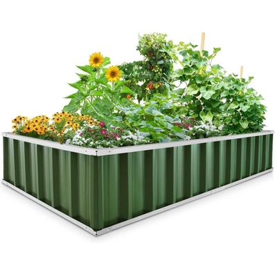 Hochbeet Metall 174x90x30cm Pflanzkübel Blumenkasten T-Etiketten Handschuhen