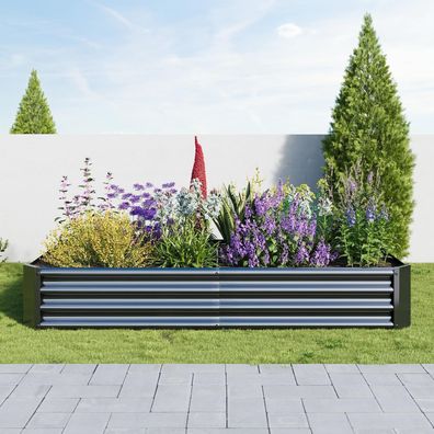 Hochbeet-Set Verzinktes Metall Garten Pflanzbeet 180x90x30 cm Schwarz