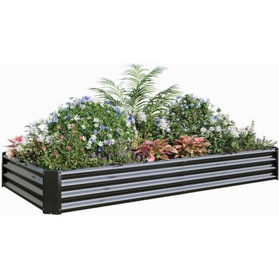Hochbeet-Set verzinktes Metall Pflanzbeet 232x113x30 cm Gemüse Blumen Kräuter