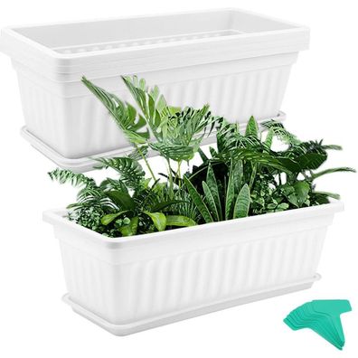 4er Set Mukchap Weiße Fenster Blumenkästen rechteckig 43cm