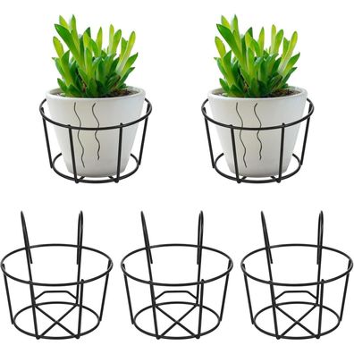 Balkon Blumen Topf Halter, 5 StüCk, Eisen, Platzsparend, Schwarz