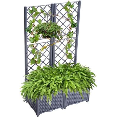 Mingone Rankkasten Hochbeet Pflanzgefäß Garten Terrasse Balkon Graublau