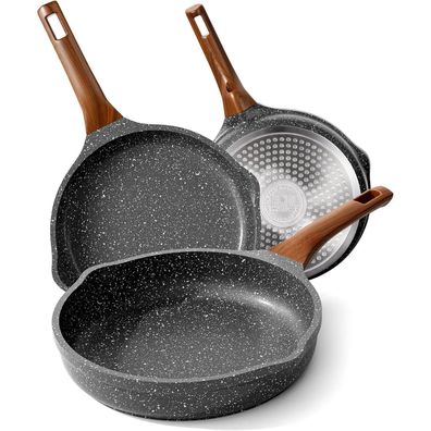 Riovarm Induktion Bratpfannen Set Antihaft Pfanne Granit 20 24 28 cm ohne PFOA
