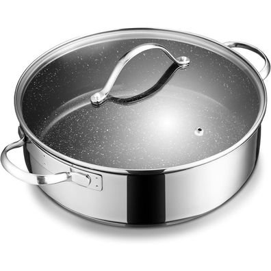 BEZIA Schmorpfanne 28cm Induktion mit Deckel 5,1l Edelstahl beschichtet