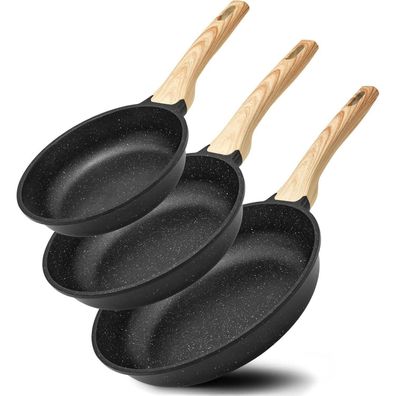 Blazant Pfannen-Set Induktion Antihaft 20 + 24 + 28cm Granitreo