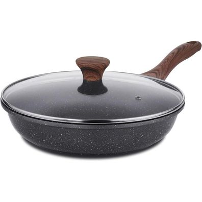 Antihaft Bratpfanne 24cm Schweizer Granit Omelette Pfanne mit Deckel