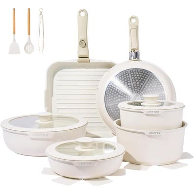 Topfset 25-teilig abnehmbarem Griff 20/26cm Pfanne 18/20cm Kochtopf 26cm