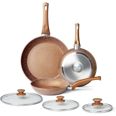 Innerwell 3er Set Antihaft Bratpfannen mit Deckel 20/24/28cm Induktion Granit