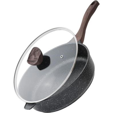 Tiefe Bratpfanne mit Deckel 26 cm Granitbeschichtung Induktion PFOA-frei