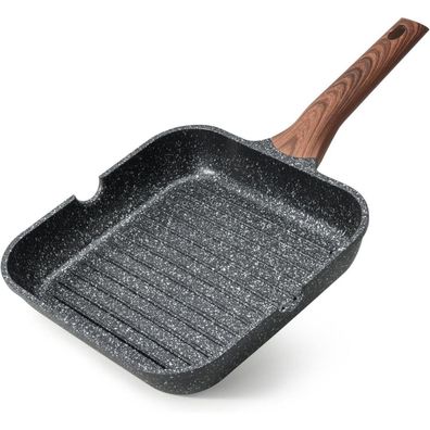 Antihaft-Grillpfanne 24cm quadratisch Induktion Granit Ausgießer vielseitig
