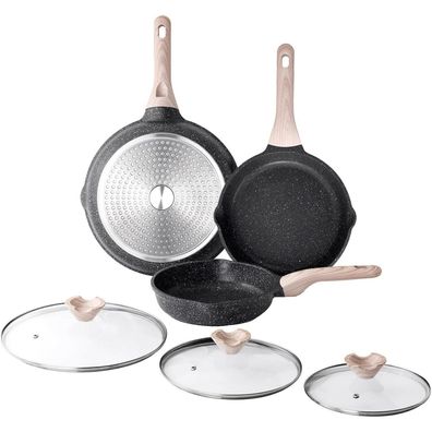 3-teiliges Kordisen Bratpfannen-Set 20/24/28 cm Granit Beschichtung Induktion