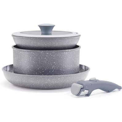 Keramik Topfset Pfannenset 9-teilig Rosa Antihaft Camping Induktion & Backofen