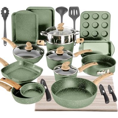 Kitchen Academy 30-teiliges Induktions-Kochgeschirr-Set mit Granitbeschichtung