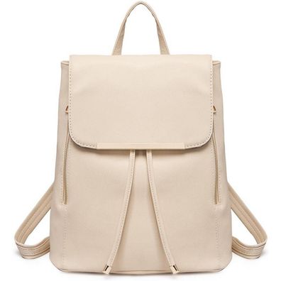 Damen Rucksack Kunstleder Elegant Rolltop Tunnelzug Cityrucksack