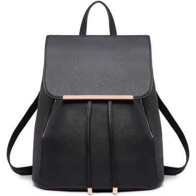 Miss Lulu Damen Kunstleder Rolltop Rucksack Tunnelzug Cityrucksack