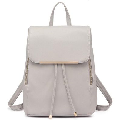 Miss Lulu Damen Rucksack Kunstleder Elegant Rolltop Tunnelzug Cityrucksack
