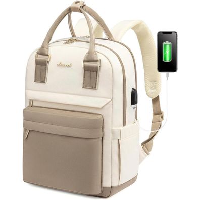 Lovevook Damen Rucksack 14 Zoll Laptopfach wasserdicht Khaki Beige