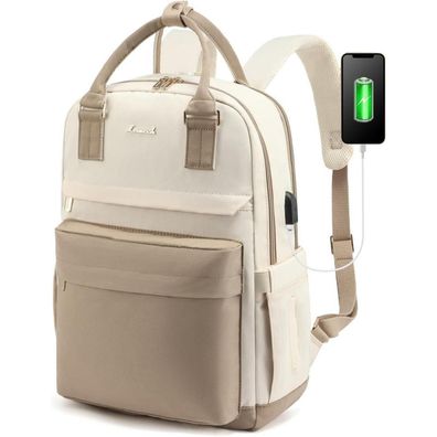 Lovevook Rucksack Damen 17 Zoll Laptop Groß Schul Uni Arbeit Khaki Beige