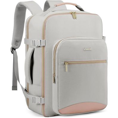 Handgepäck Rucksack 40L Reiserucksack Damen Kofferrucksack 17 Zoll Laptop Grey