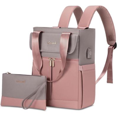Damen Rucksack Klein Wasserdicht 13,3 Zoll Laptop Grau Rosa