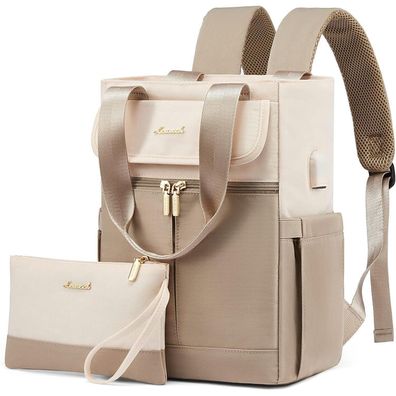 Lovevook Damen Rucksack 2 in 1 Tasche Mini Schultertasche Beige Khaki
